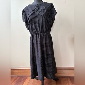 Vintage  Black Midi Dress with White Dots